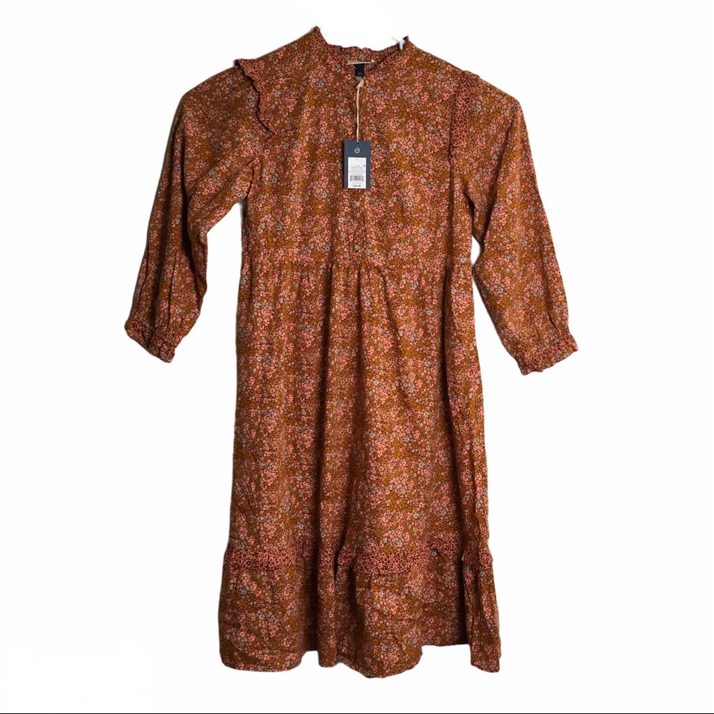 Women's Floral Print Long Sleeve Ruffle Dress NWT